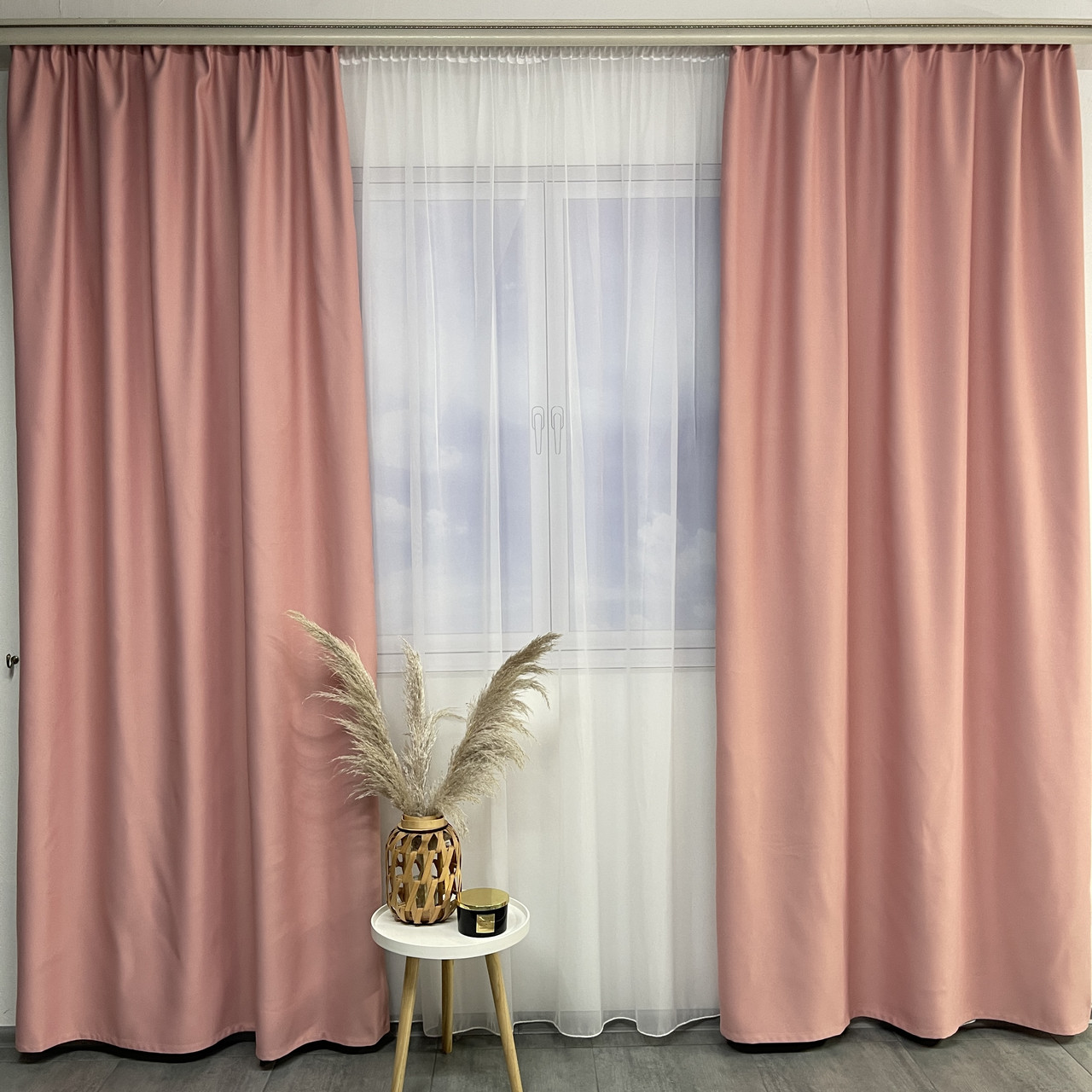 Штори атлас блекаут матові ALBO рожеві 150×270 см, комплект 2 шт. (SH-M30-33), фото 1