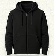 Толстовка Худи мужская зимняя на молнии - Черная р.48