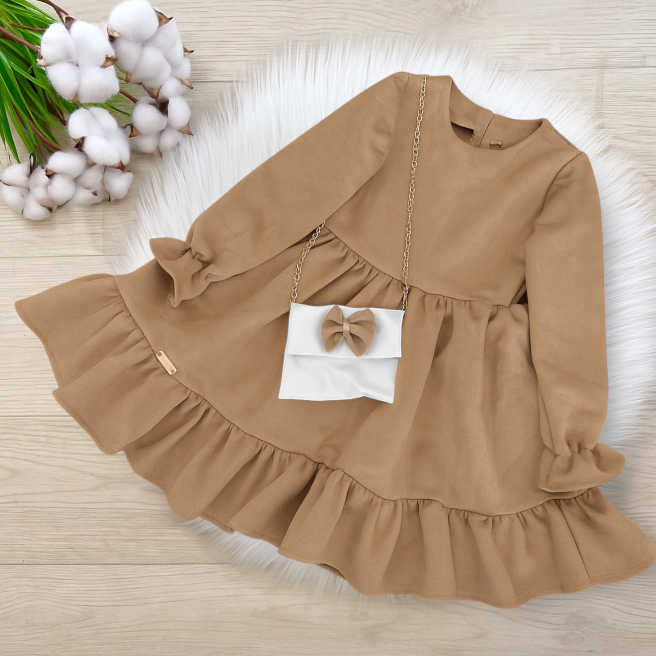 Сукня на дівчинку 98-128 см Замш 003687 темний беж