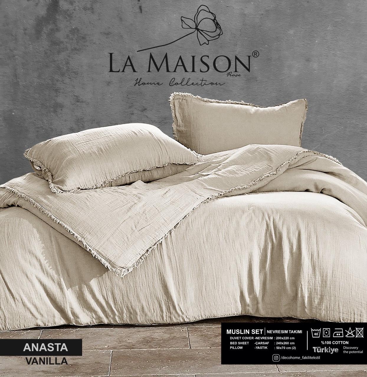 Постільна білизна з мусліну La Maison євро розмір Vanilla, фото 1