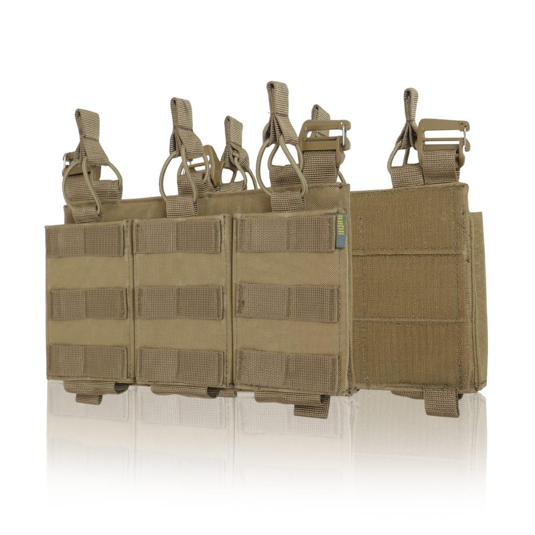 Знімна панель (25 х 15 см) койот для плитоноски з підсумками для 3 магазинів з NIR-просоченням (від ПНБ), фото 1