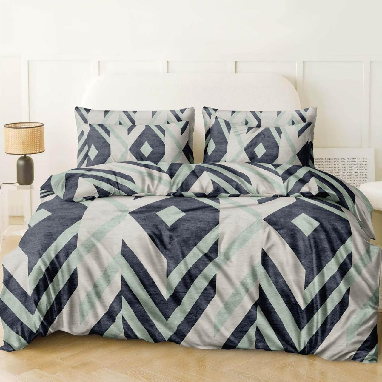 Простирадло 150х220 (Сатин) | Полуторне простирадло від виробника "Королева Ночі" | Геометричний візерунок, фото 1