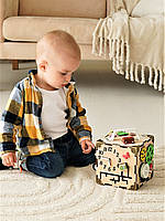 Бізікуб 15x15x15 дитячий розвивальний куб без фарби для дітей Іграшки від 6 місяців для розвитку дрібної моторики