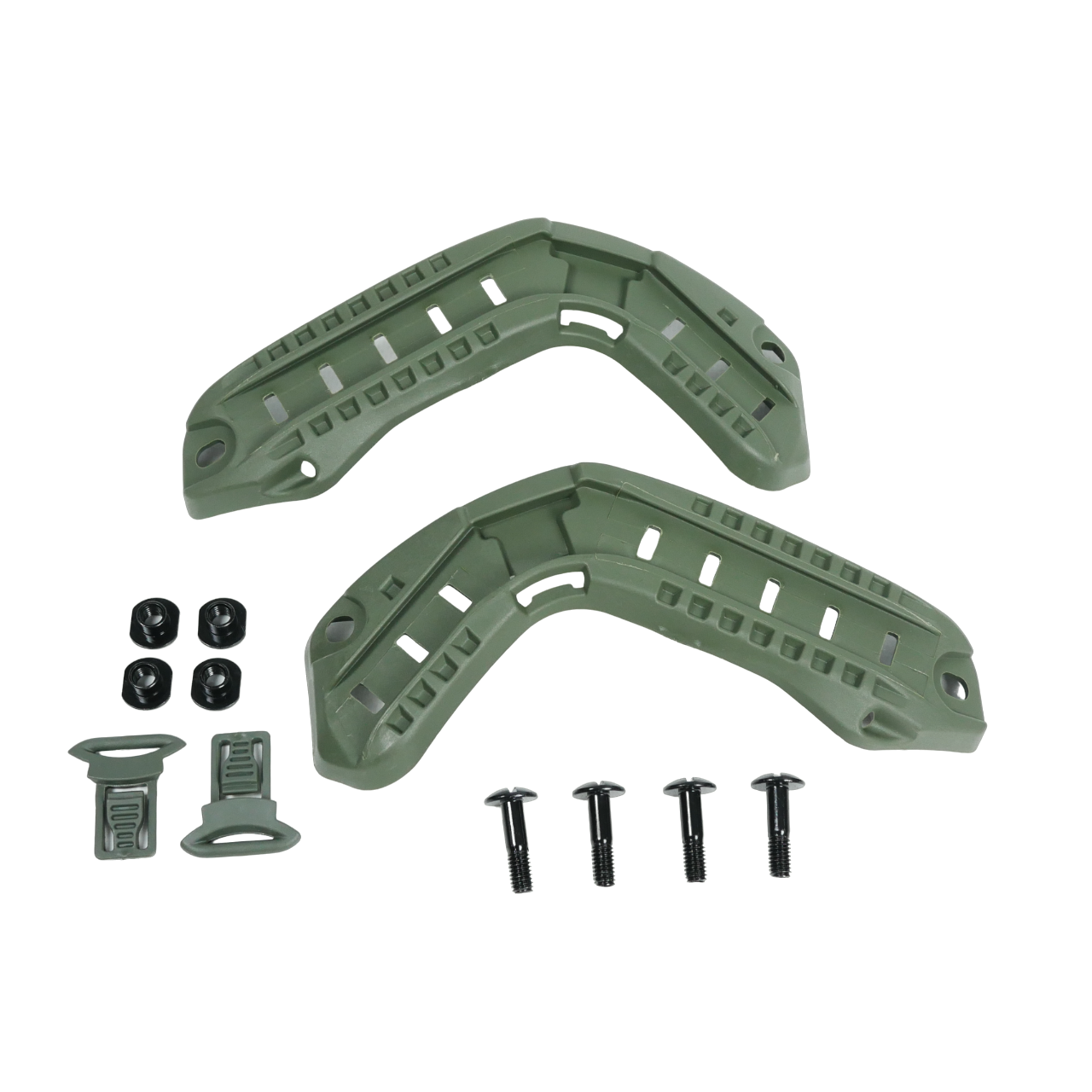 Комплект (бічних рейок для шолома + болтів для кріплення) FAST олива | Протиударний пластик ABS, фото 1