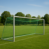 Сітка для футболу БЕЗВУЗЛОВА підвищеної міцності «ЄВРО ЛЮКС 1,5» зелена (комплект з 2 шт.)