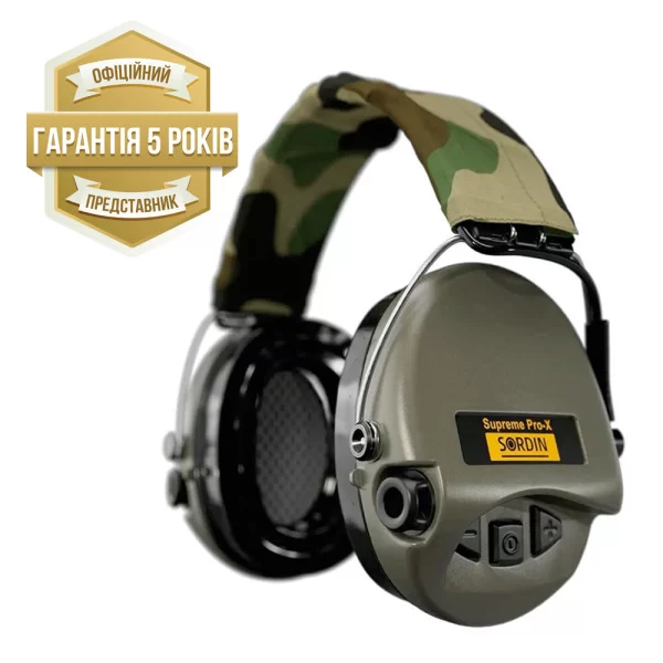 Навушники активні тактичні шумоподавлюючі Sordin Supreme Pro X з LED ліхтарем Оливковий (Ranger Green), фото 1