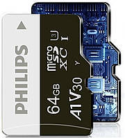 Карта памяти Philips microSD UHS-I 64 ГБ (до 100 МБ/с, Class 10) для телефона, планшета, камеры, видеорегистратора