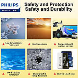 Карта пам'яті Philips microSD UHS-I 64 ГБ (до 100 МБ/с, Class 10) для телефону, планшета, камери, відеореєстратора, фото 2