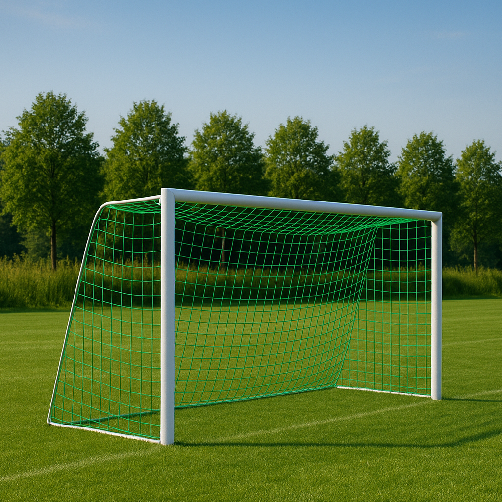 Сітка для футболу БЕЗВУЗЛОВА підвищеної міцності «ЄВРО ЛЮКС 2,1» зелена (комплект з 2 шт.)