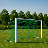 Сітка для футболу БЕЗВУЗЛОВА підвищеної міцності «ЄВРО ЛЮКС 2,1» зелена (комплект з 2 шт.)
