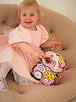 Бізікуб Рожевий 15x15x15 дитячий розвивальний куб для дітей Іграшки від 6 місяців для розвитку дрібної моторики