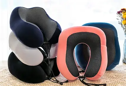 Подушка для подорожжої Memory foam, Подушка-бублик з ефектом меморі для подорожей, фото 1