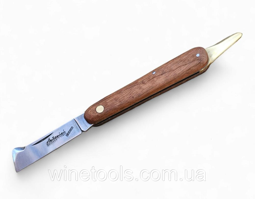 Ніж садовий для щеплення Antonini з латунним відокремлювачем, 20 см, сталь - C67, фото 1