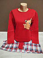 Тепла піжама для дівчинки підлітка з мікроначесом Туреччина Коала 10-18 років реглан та штани байка червона