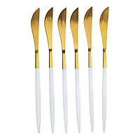 Набір столових ножів 6 штук ножі сервірувальні столові 22.5 см Білий із золотом HP-20-11