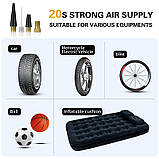 Портативний повітряний компресор на акумуляторі 6000 мАг Насос автомобільний для шин, човна Vc-027 Компресор з ліхтариком, фото 6