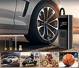 Компресор для автомобіля портативний насос для шин з акумулятором 6000 мАг Vc-027 4 насадки, інфлятор, фото 10