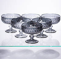 Набір креманок на ніжці 6 шт 300 (мл) Сірий HP-19-118