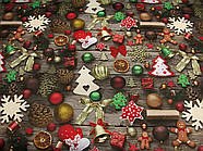 Скатертина тефлонова Королева Ночі (Duck) | 120х170 | Новорічна абстракція на коричневому, фото 2