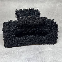 Краб-заколка для волосся 9 см з тканиною Букле, пластик, чорний, 1 шт, арт 019275, Чорний