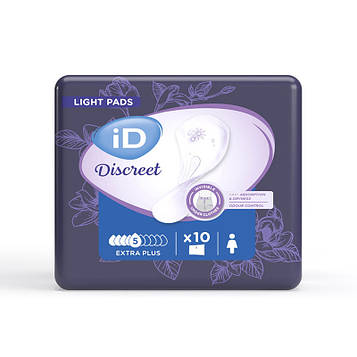 Урологічні Жіночі Прокладки iD Discreet Light Extra 5 крапель №10