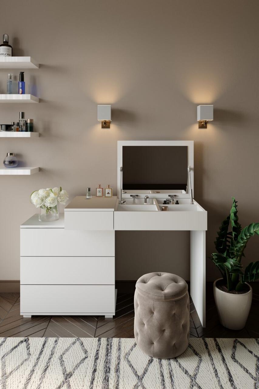 Туалетний столик Мая Німфея Біла з підйомним дзеркалом 118х45  Світ Меблів, фото 1