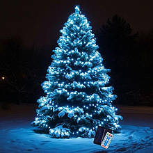 Гірлянда Нитка вулична 100м 1000LED на сонячній батареї, 8 режимів, чорний провід, синій колір