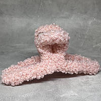 Краб-заколка для волосся 11 см з тканиною Букле, пластик, рожевий, 1 шт, арт 019274, Бежевий