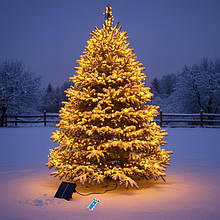 Гірлянда Нитка вулична 30м 300 LED, на сонячній батареї, 8 режимів, чорний провід, жовтий колр