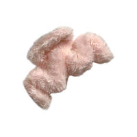 Краб-заколка для волосся 9,5 см із штучним хутром- Хвиля, пластик, персиковий, 1 шт, арт 019267, Персиковий