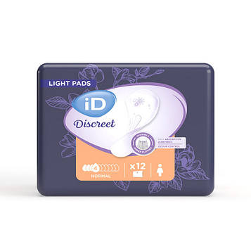 Урологічні Жіночі Прокладки iD Discreet Light Normal 4 краплі №12