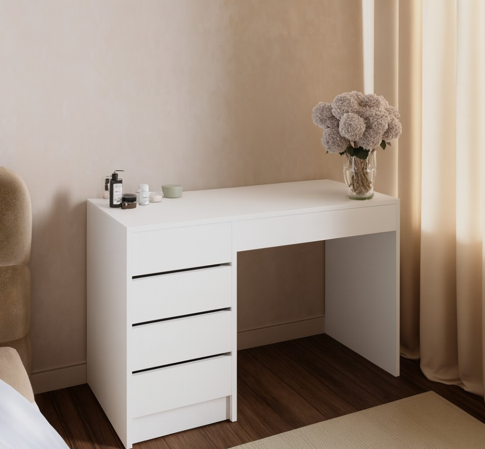 Туалетний столик Ніка 120х55 з шухлядами Білий німфея Світ Меблів, фото 1