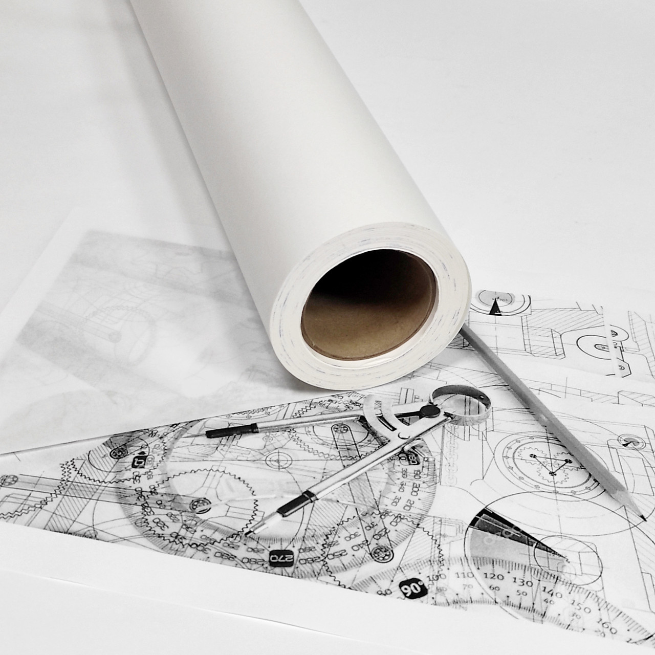 Калька пакувальна для креслення, малювання в рулоні на втулці КО8450Р/В ширина 84 см, довжина 50 м щільність 40 г/м2 (7221)