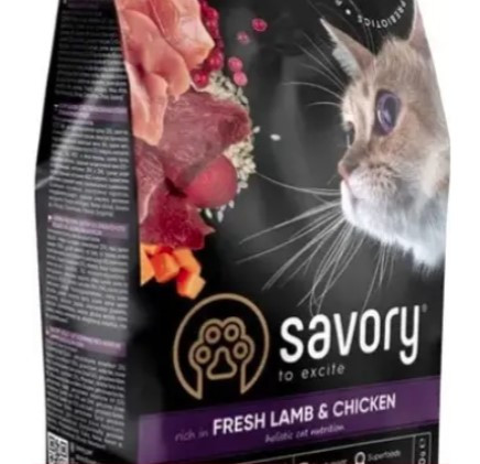 Savory  Adult Cat Steril Fresh 320г ( с курицей 32 % и ягненком 15%)