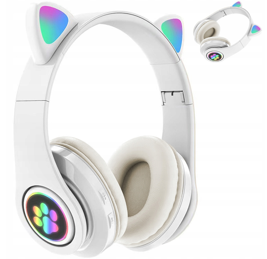 Бездротові Bluetooth-навушники з мікрофоном, радіо, котячі вуха, світлодіодні для дітей ZS7E, фото 1