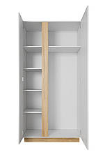 Шафа для одягу Perfect Home Арко / Arco 2-дверна 2D/96 Білий глянець/дуб грандсон (PFH-091038), фото 2