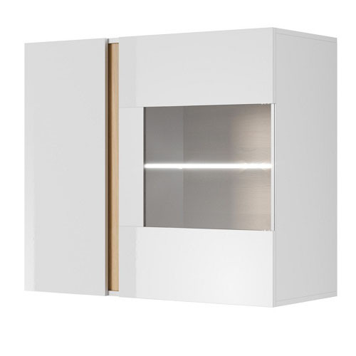 Вітрина навісна Perfect Home Арко / Arco 2-дверна 2D1W/96 Білий глянець/дуб грандсон (PFH-091031)