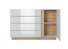 Комод Perfect Home Арко / Arco 1-дверний з 4 шухлядами 1D4S/138 Білий глянець/дуб грандсон (PFH-091044), фото 2