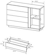 Комод Perfect Home Арко / Arco 1-дверний з 4 шухлядами 1D4S/138 Білий глянець/дуб грандсон (PFH-091044), фото 5