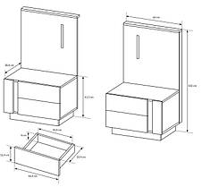 Тумби приліжкові 2 шт. з підсвіткою Perfect Home Арко / Arco з 4 шухлядами 2S/60 Білий глянець/дуб грандсон (PFH-091049), фото 3