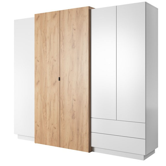 Шафа для одягу Perfect Home 3Д / 3D 4-дверна 4D2S/230 Білий/дуб крафт золотий (PFH-091047)