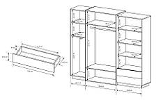 Шафа для одягу Perfect Home 3Д / 3D 4-дверна 4D2S/230 Білий/дуб крафт золотий (PFH-091047), фото 3