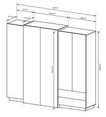 Шафа для одягу Perfect Home 3Д / 3D 4-дверна 4D2S/230 Білий/дуб крафт золотий (PFH-091047), фото 4