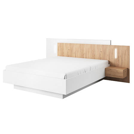 Ліжко (каркас) Perfect Home 3Д / 3D 160 двоспальне з тумбами приліжковими та підсвіткою Білий/дуб крафт золотий (PFH-091046), фото 1