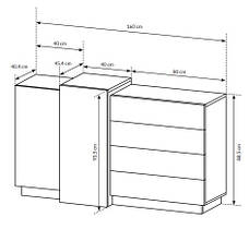Комод Perfect Home 3Д / 3D 2-дверний з 4 шухлядами 2D4S/160 Білий/дуб крафт золотий (PFH-091040), фото 5