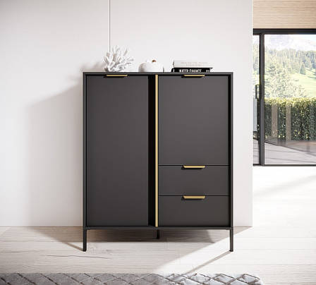 Комод високий Perfect Home Ларс / Lars 2-дверний з 2 шухлядами 2D2S/104 Антрацит (PFH-091020), фото 1