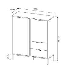 Комод високий Perfect Home Ларс / Lars 2-дверний з 2 шухлядами 2D2S/104 Антрацит (PFH-091020), фото 5