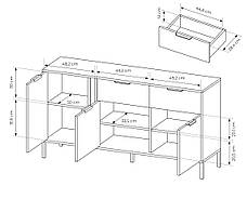 Комод Perfect Home Ларс / Lars 3-дверний з 2 шухлядами 3D2S/153 Антрацит (PFH-091021), фото 4