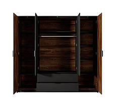 Шафа для одягу Perfect Home Мілтон / Milton 4-дверна з дзеркалом 4D2S/220 Каштан/антрацит (PFH-091085), фото 4