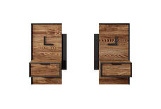 Тумби приліжкові 2 шт. з підсвіткою Perfect Home Мілтон / Milton з 2 шухлядами 1S/49 Каштан/антрацит (PFH-091082), фото 3
